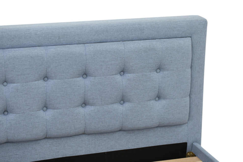 2Pc Platform Full Size Bedroom Set, 1 Bed, Bedroom Nightstand, Denim Blue