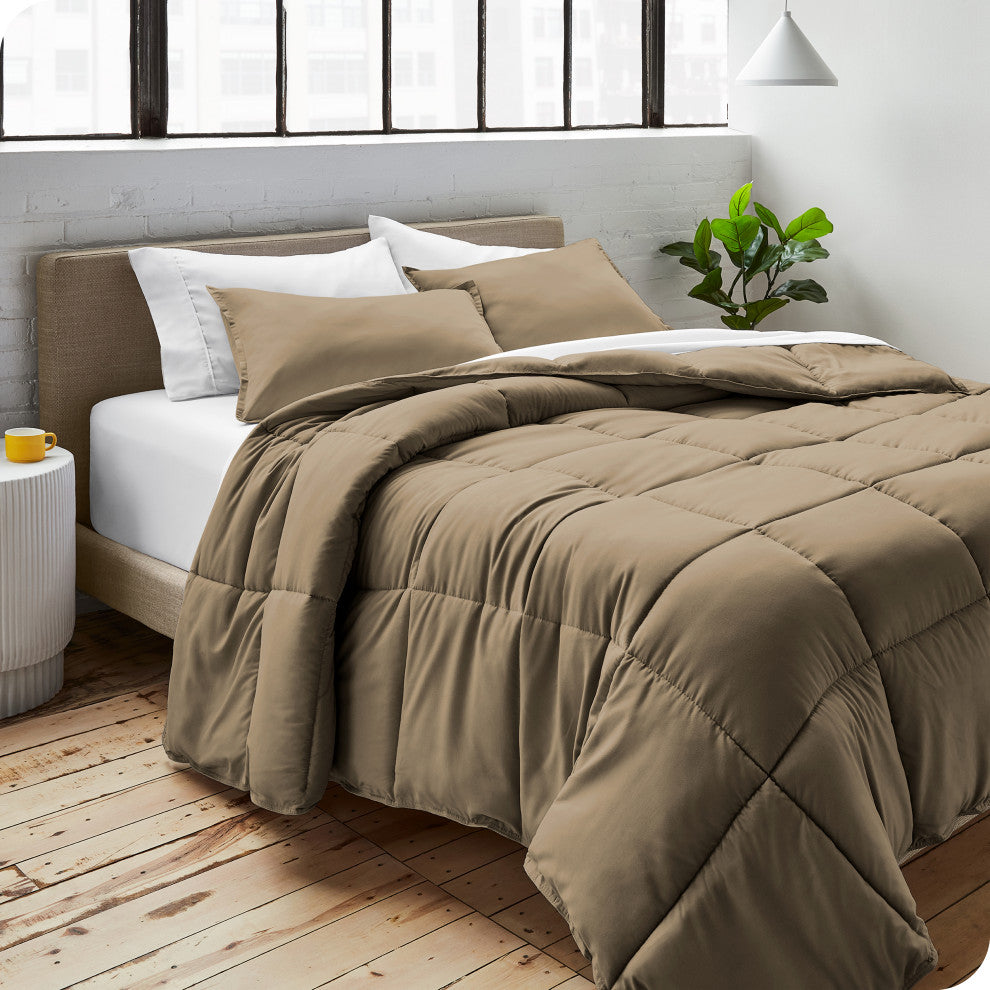 Bare Home Down Alternative Comforter Set, Taupe, Twin/Twin Xl