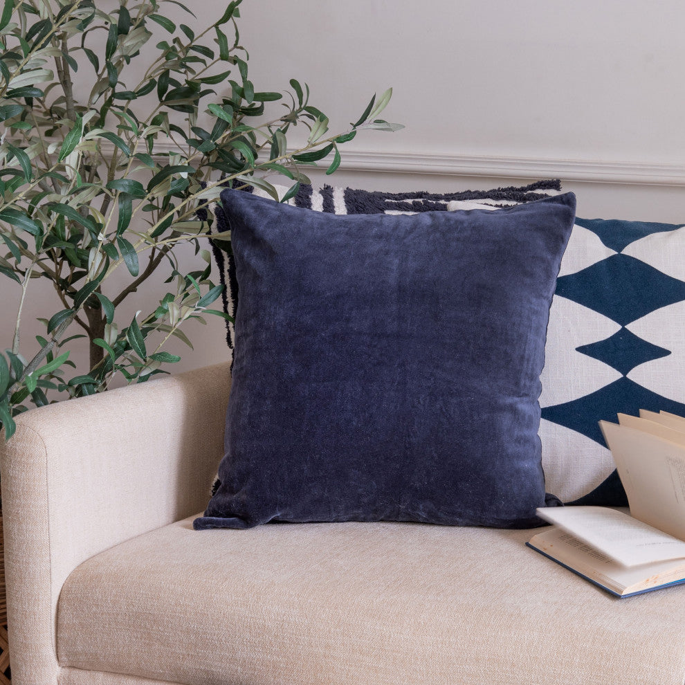 Stacy Garcia Blue Velvet Handmade Throw Pillow