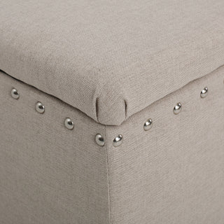 GDF Studio Evvy Fabric Storage Ottoman, Wheat