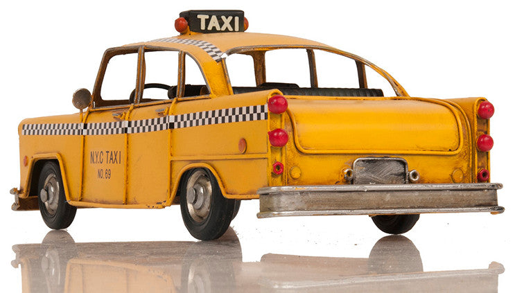 Handmade Classic New York City Taxi Model, Collectible Metal Scale Model Taxi