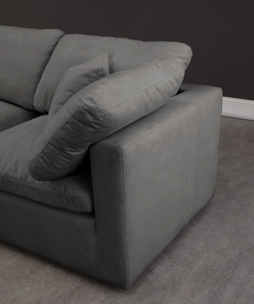 Plush Velvet / Down Standard Comfort 7-Piece U-Shaped Modular Sectional, Grey