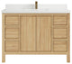 Elizabeth 48 Single Sink Bath Vanity in Light Natural Teak 2" White Quartz