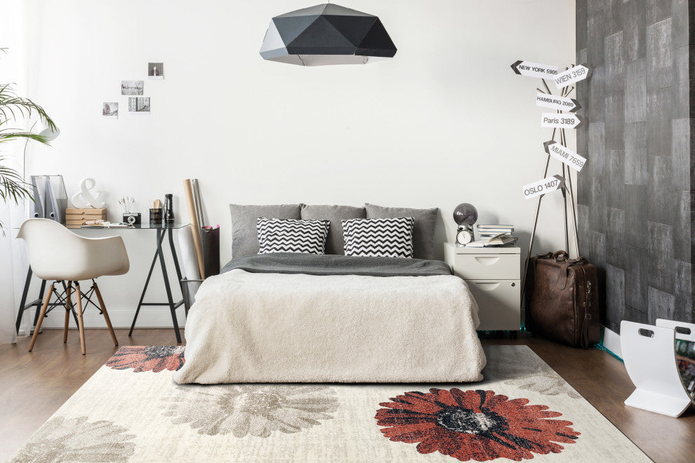 Infinity Floral Watercolor Rug, 3'11"x5'7"