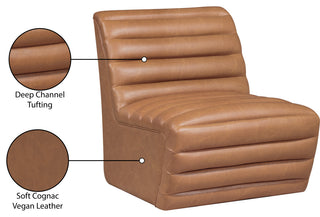Vega Upholstered Accent Chair, Cognac, Vegan Leather