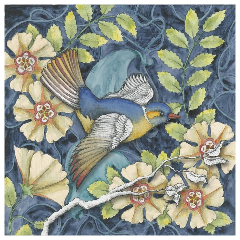 "Arts and Crafts Bird III" Digital Paper Print by Elyse DeNeige, 38"x38"