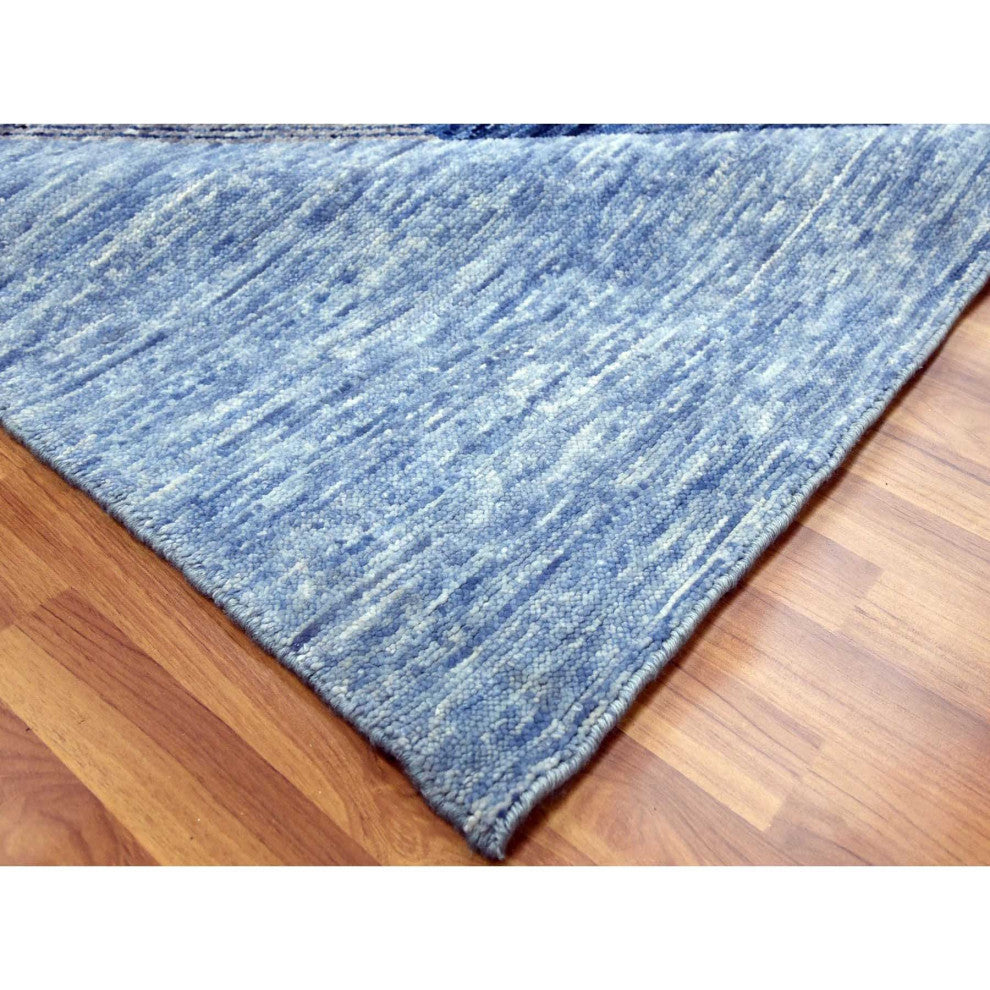 Beau Blue Geometric Art Nouveau Collection Soft Wool Hand Knotted Rug9'2"x11'10"