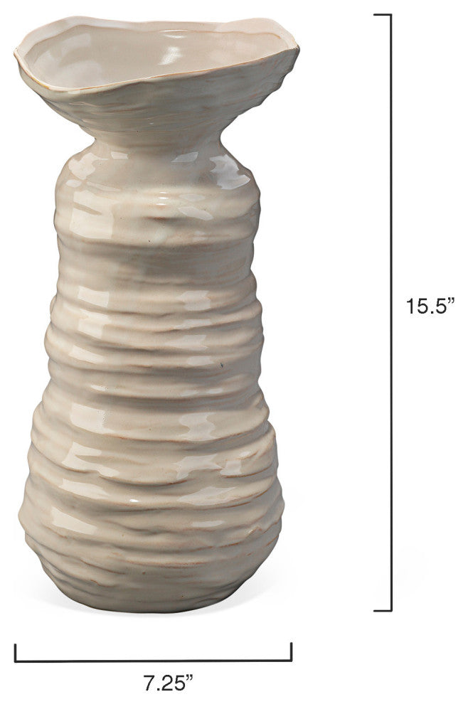 Large Marine Vase, Pearl Cream Ceramic
