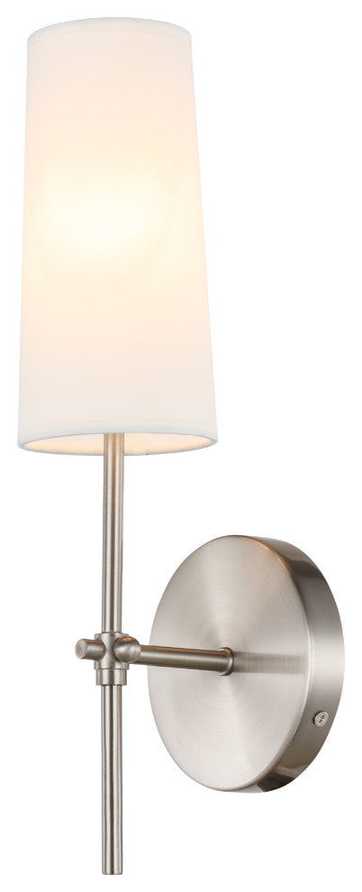 Burnished Nickel Finish And White Shade 1-Light Wall Sconce