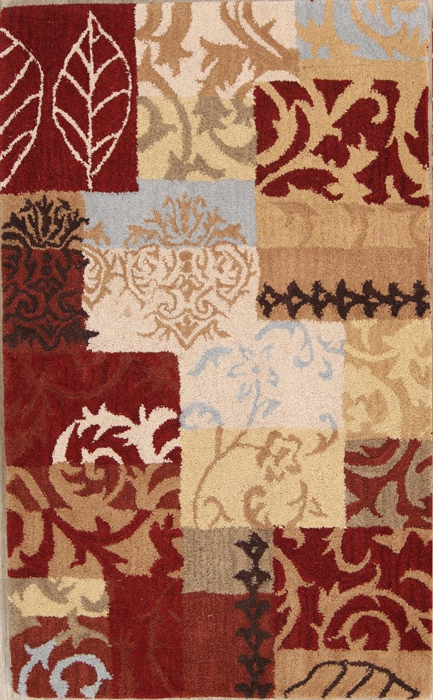 Oushak Hand Tufted Patchwork Oriental Area Rug, Multi, 4x6'