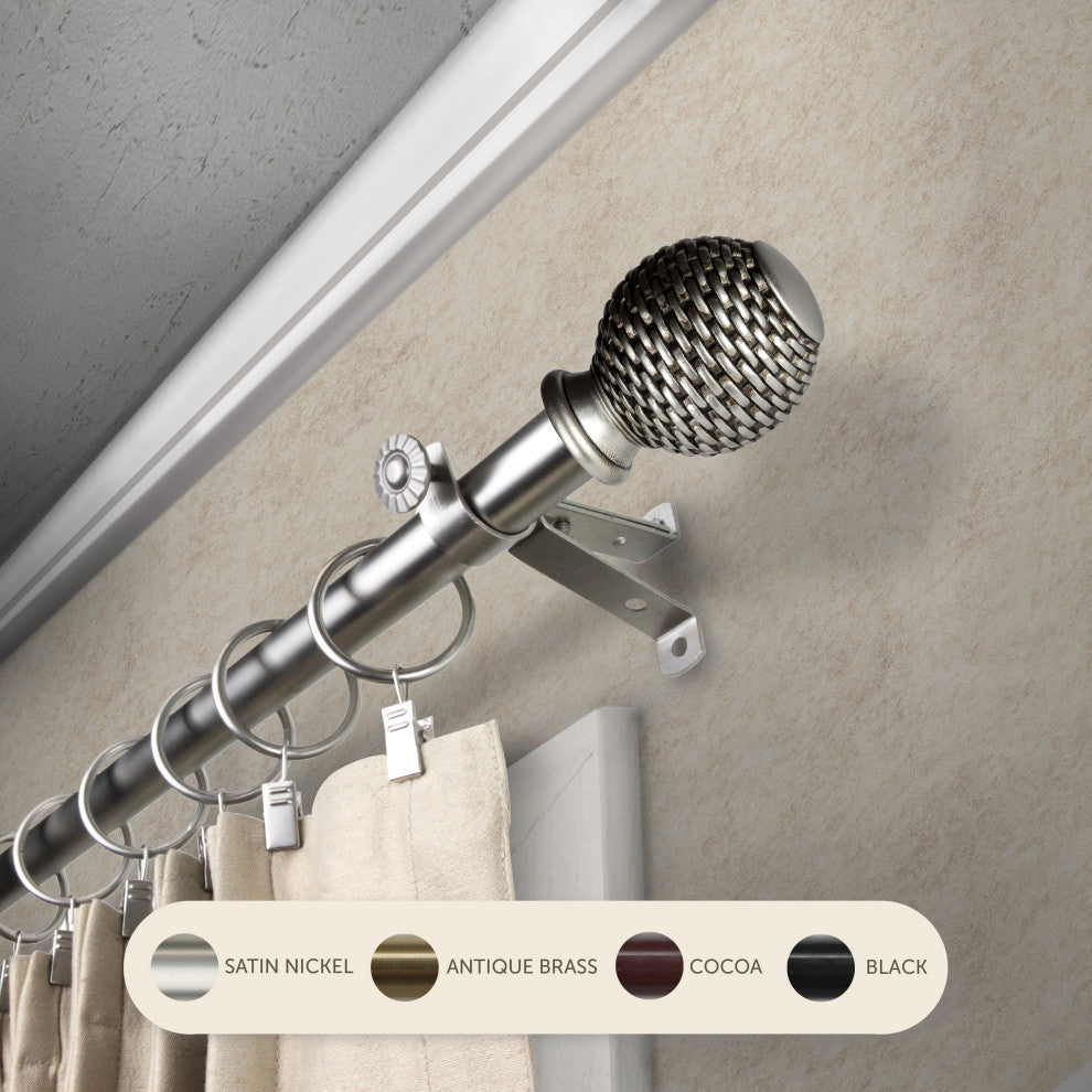 Vanna 13/16" Curtain Rod, Satin Nickel, 28-48"