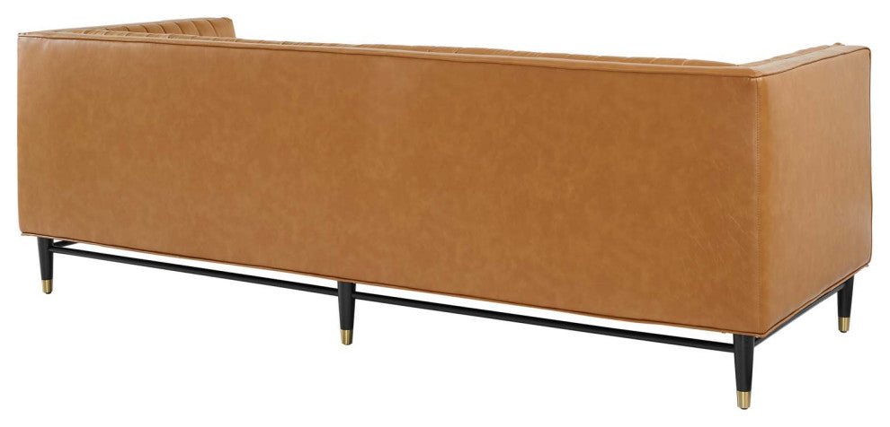 Devote Channel Tufted Vegan Leather Sofa