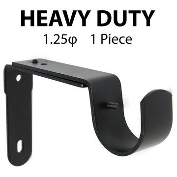 Curtain Rod Bracket, Adjustable, Fits 1 1/4" Rod, Set of 2, Black, Single