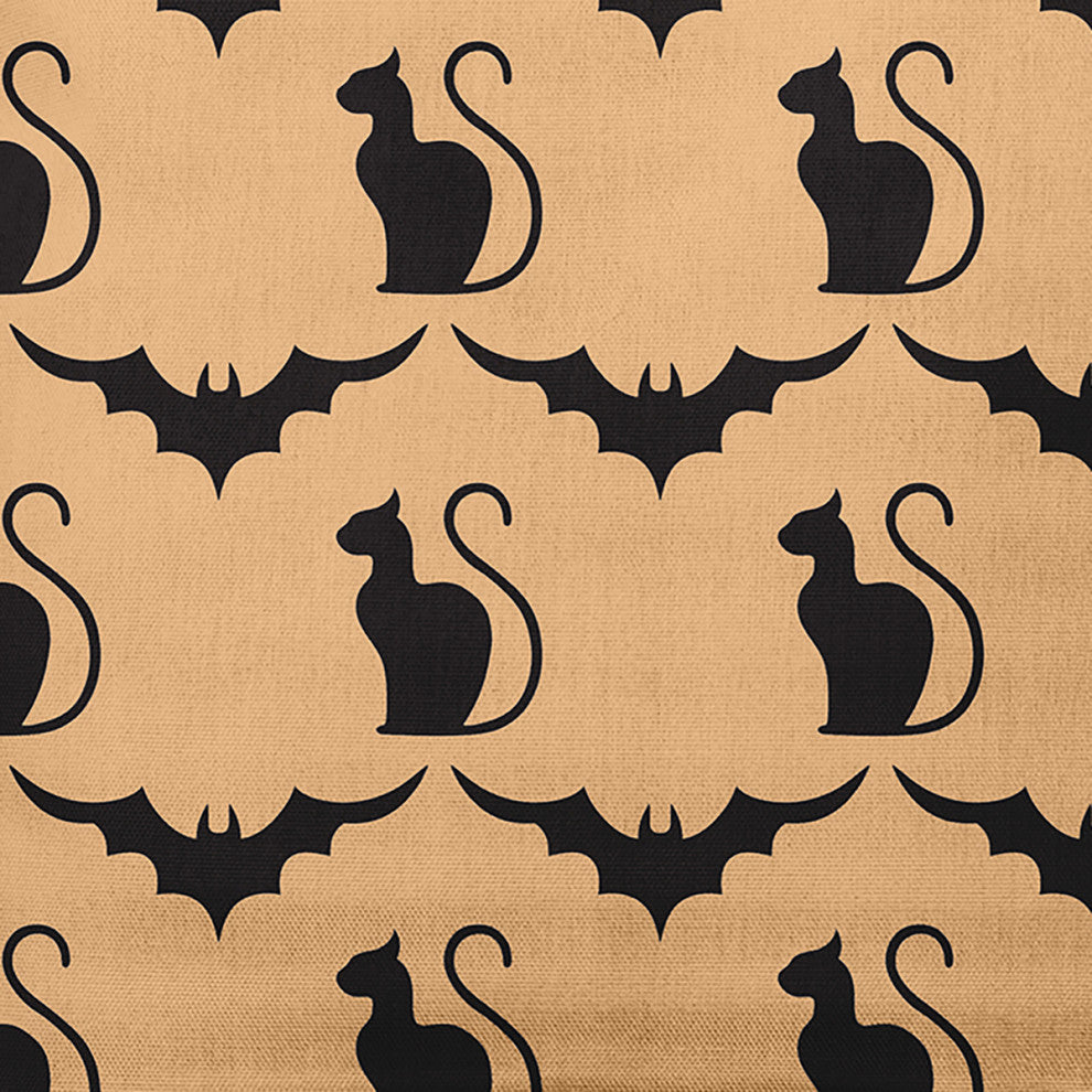 18" x 18" Cats and Bats Decorative Throw Pillow, Pale Gold