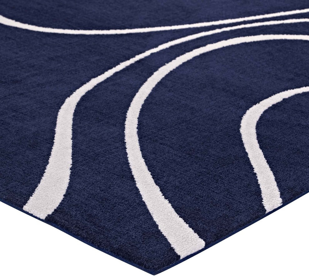 Modway Therese Abstract Swirl 8'x10' Area Rug, Navy and Ivory