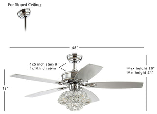 Kate 48" 3-Light Crystal Drum LED Ceiling Fan With Remote, Chrome