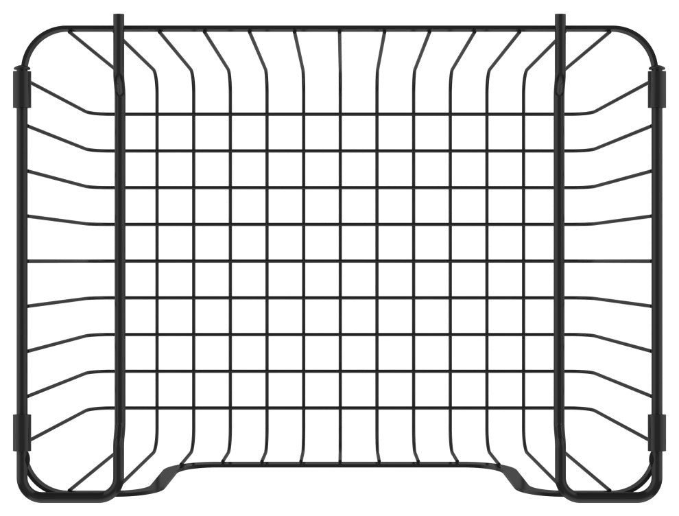 Oceanstar Stackable Metal Wire Storage Basket Set of 2, Black, Wide