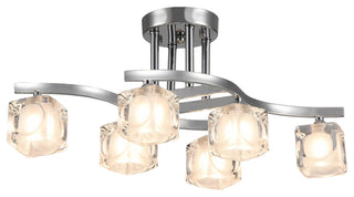 Delphina Chrome 6-Light Semi-Flush mount with Clear Glass Shade