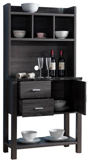 Benzara BM179597 Multi Storage Distressed Wooden Baker''s Rack, Gray