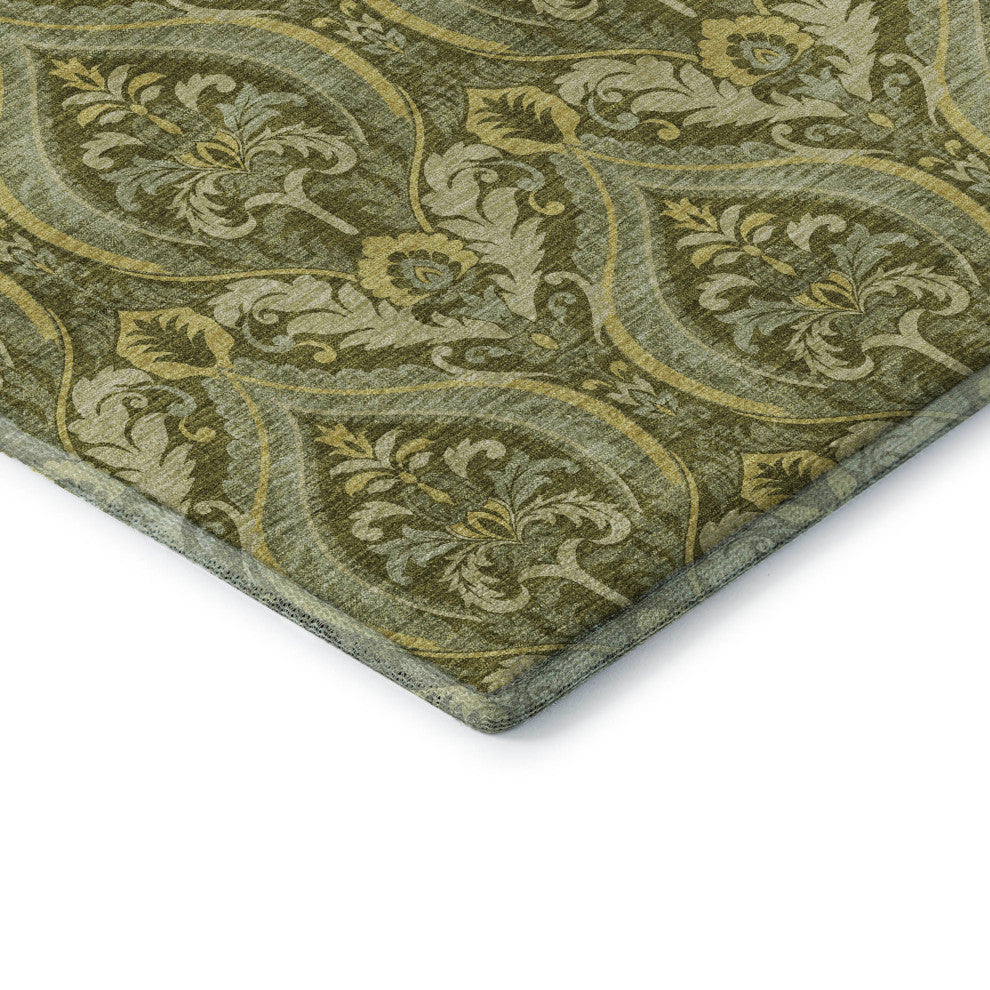 Premium Machine Washable Mayfield AMF572 Green 2'3" x 7'6" Runner Rug