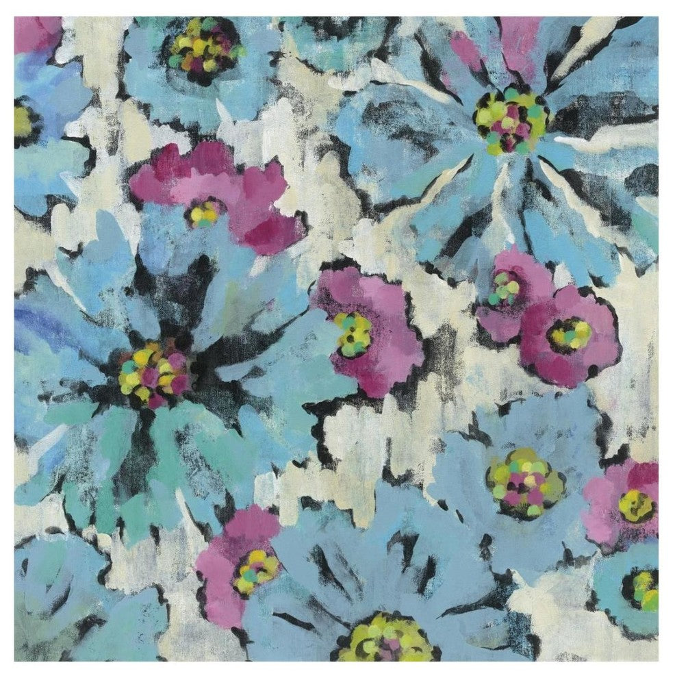 "Graphic Pink and Blue Floral I" Paper Print by Silvia Vassileva, 26"x26"