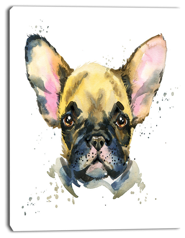 Watercolor Brown Dog Illustration, Contemporary Animal Art Canvas, 12"x20"