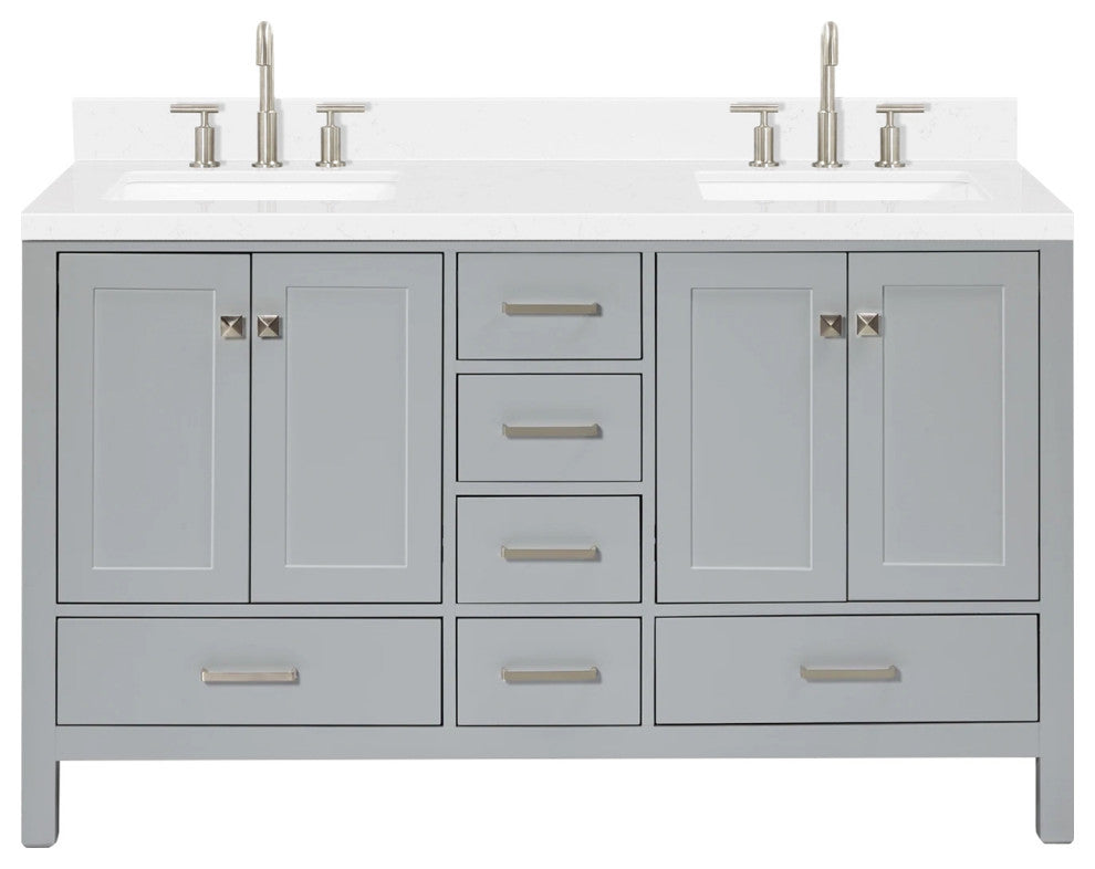 Ariel Cambridge 60" Double Rectangle Sinks Vanity, Carrara Quartz