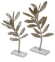 Benzara BM286108 23" 2-Piece Set Metal Statuettess, Accent Olive Tree, White