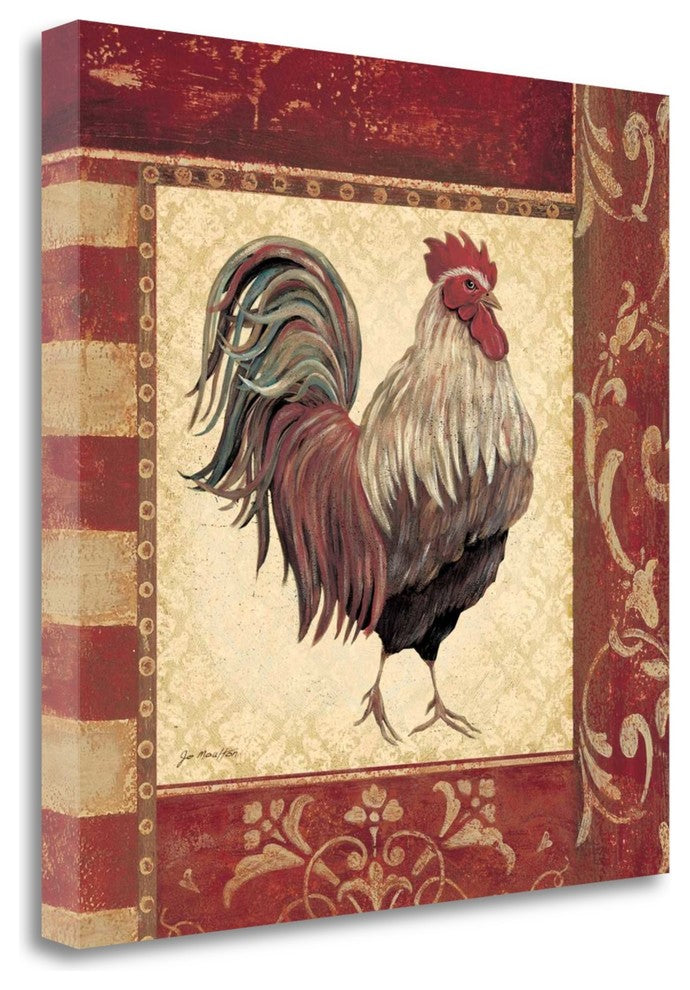 "Red Rooster I" By Jo Moulton,Ready to Hang Giclee Print on Gallery Wrap Canvas