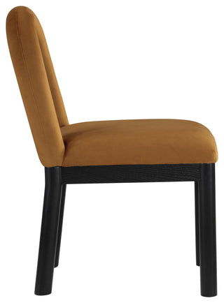 Conrad Upholstered Dining Chair, Saddle, Velvet, Black Finish