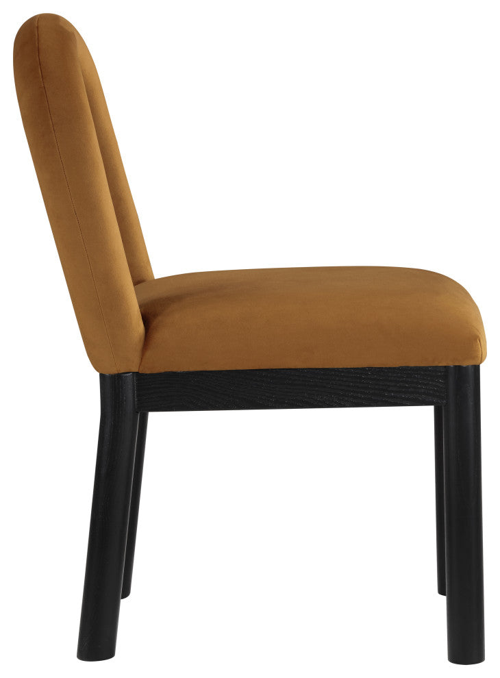 Conrad Upholstered Dining Chair, Saddle, Velvet, Black Finish