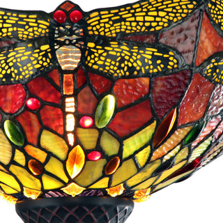 Empress Dragonfly Tiffany-Style 1 Light Torchiere Lamp 14" Wide