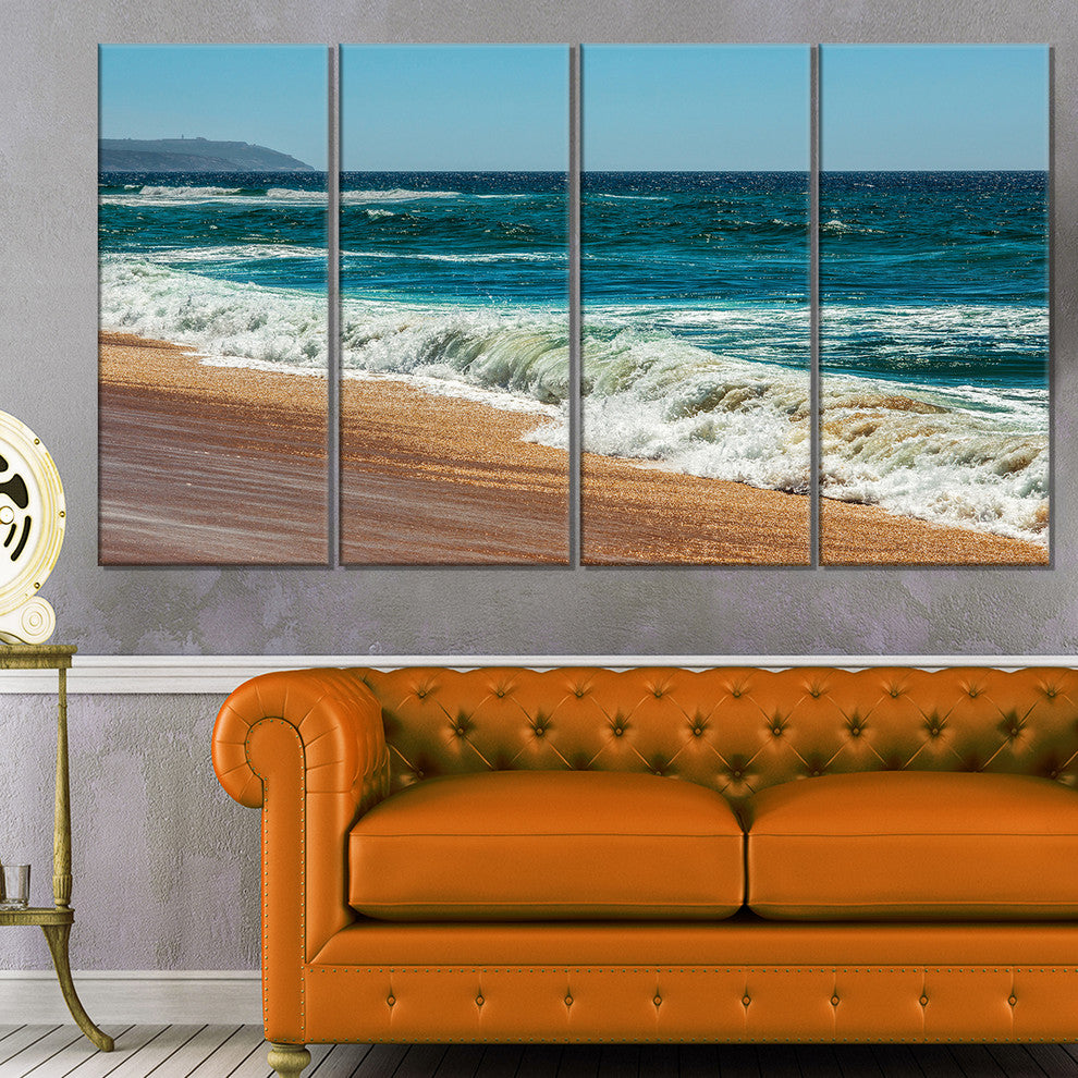 "Ideal Blue Atlantic Beach in Summertime" Seascape Wall Art, 4 Panels, 48"x28"