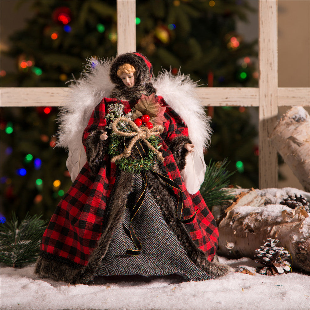 12"H Plaid Angel Tree Top