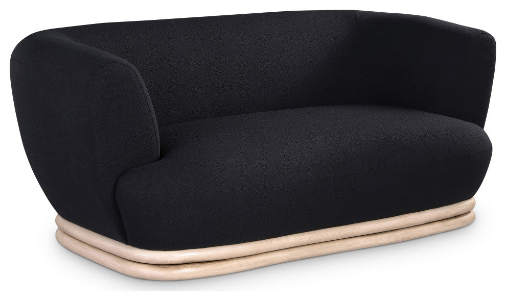 Kipton Boucle Fabric Upholstered Loveseat, Black