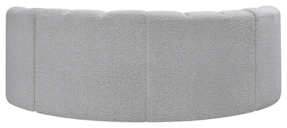 Arc Boucle Fabric Upholstered 4-Pc. Inward Curved Modular Sectional, Grey