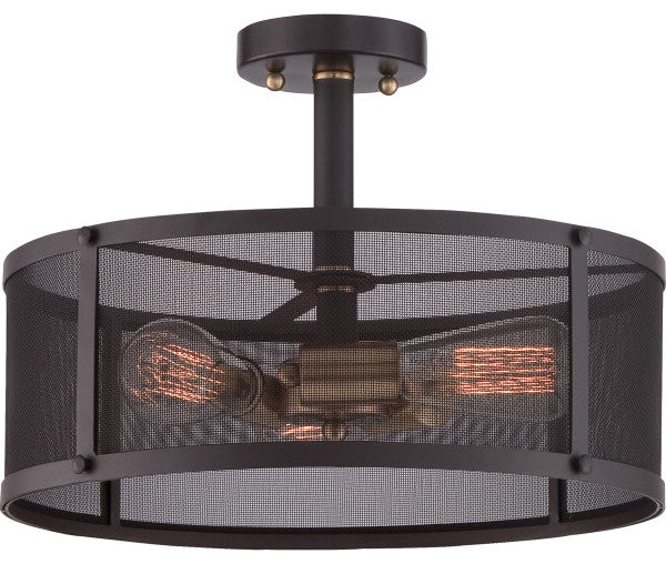 Quoizel UST1716WT Three Light Semi-Flush Mount Union Station Western Bronze