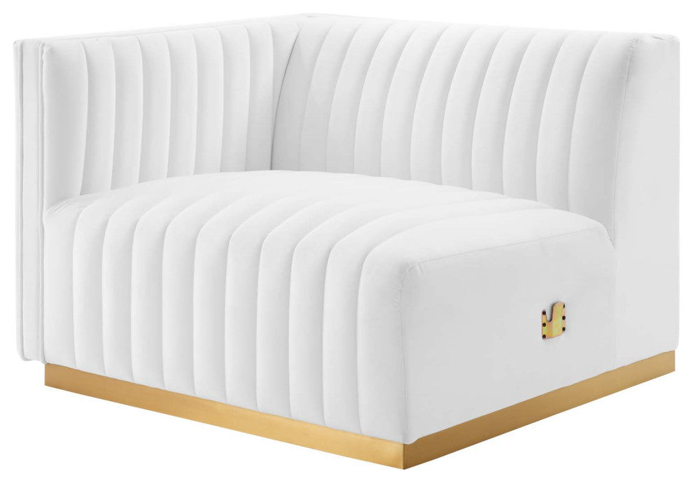 Conjure Channel Tufted Performance Velvet 4-Piece Sectional, Gold White