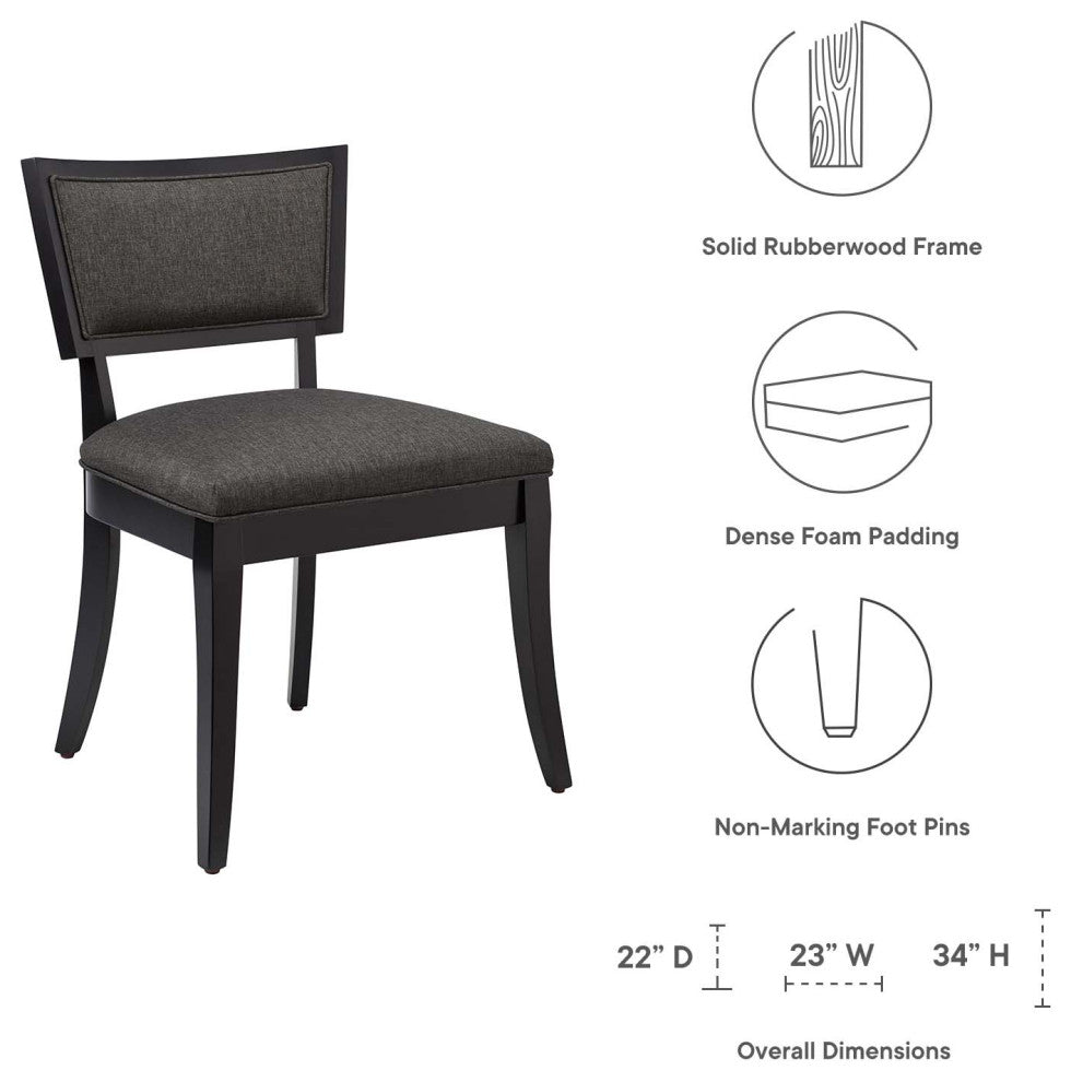 Pristine Upholstered Fabric Dining Chairs, Set of 2, Gray