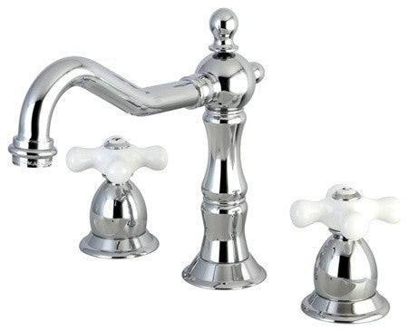 Heritage Two Handle 8" to 14" Widespread Lavatory Faucet with Brass Pop-up