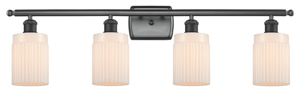 Hadley 3-Light Bath Vanity-Light, Matte Black, Matte White