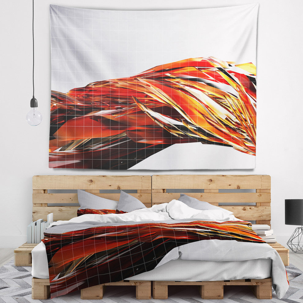 Red Faceted Crystal Texture Abstract Wall Tapestry, 60"x50"