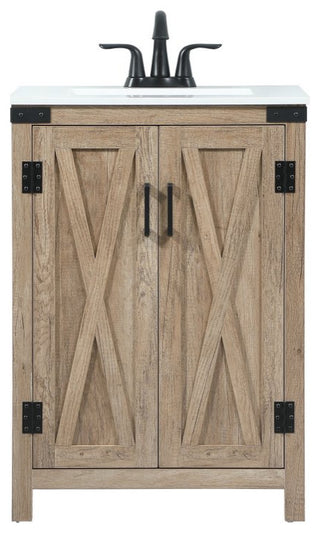 Home Living 19" Farmhouse Natural Oak-Light Bathroom Vanity