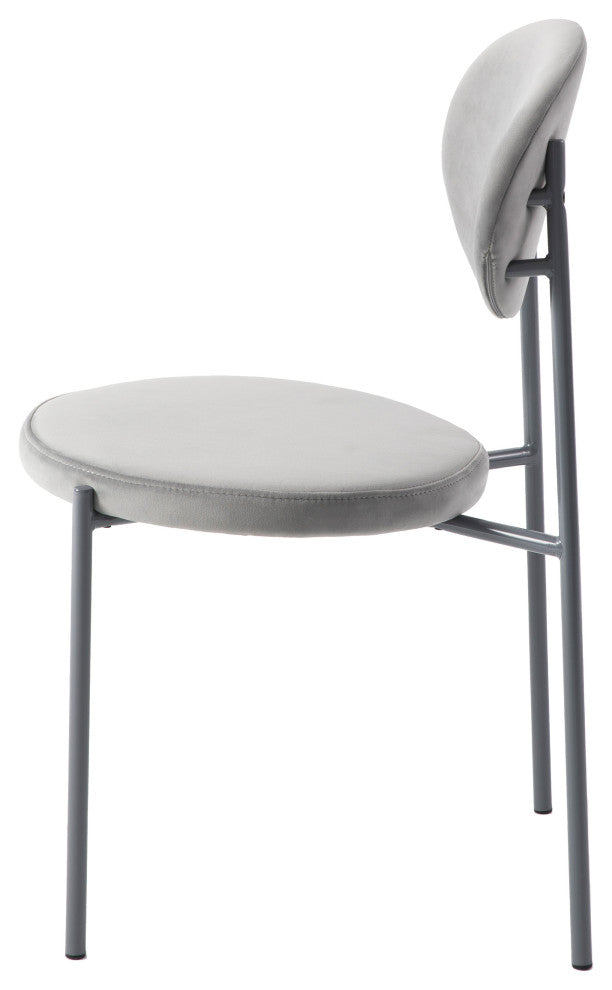 LeisureMod Euston Modern Velvet Dining Chair with Grey Steel Frame, Gray