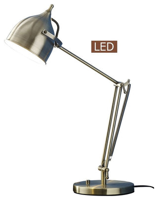 Caprice LED Desk Lamp With Dimmer, Antique Satin Brass