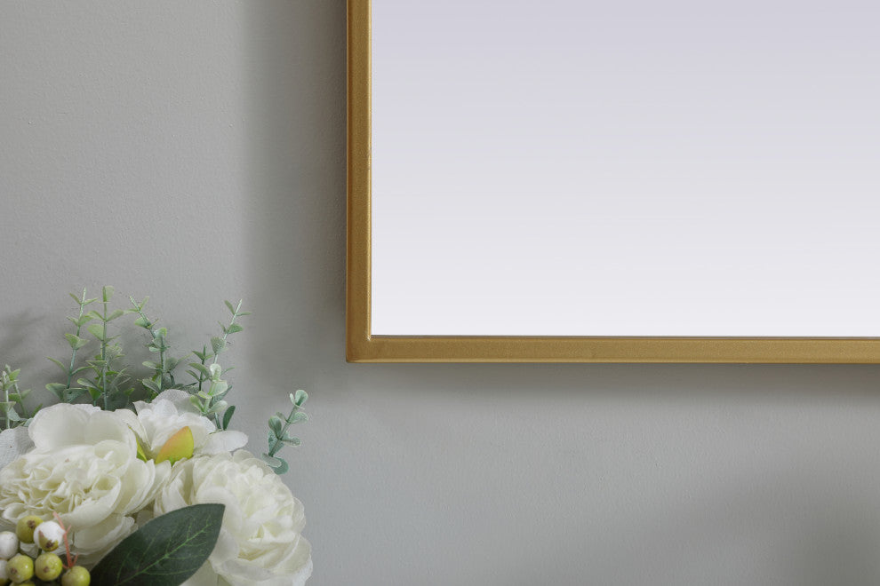 Metal Frame Arch Mirror 27X40 Inch, Brass