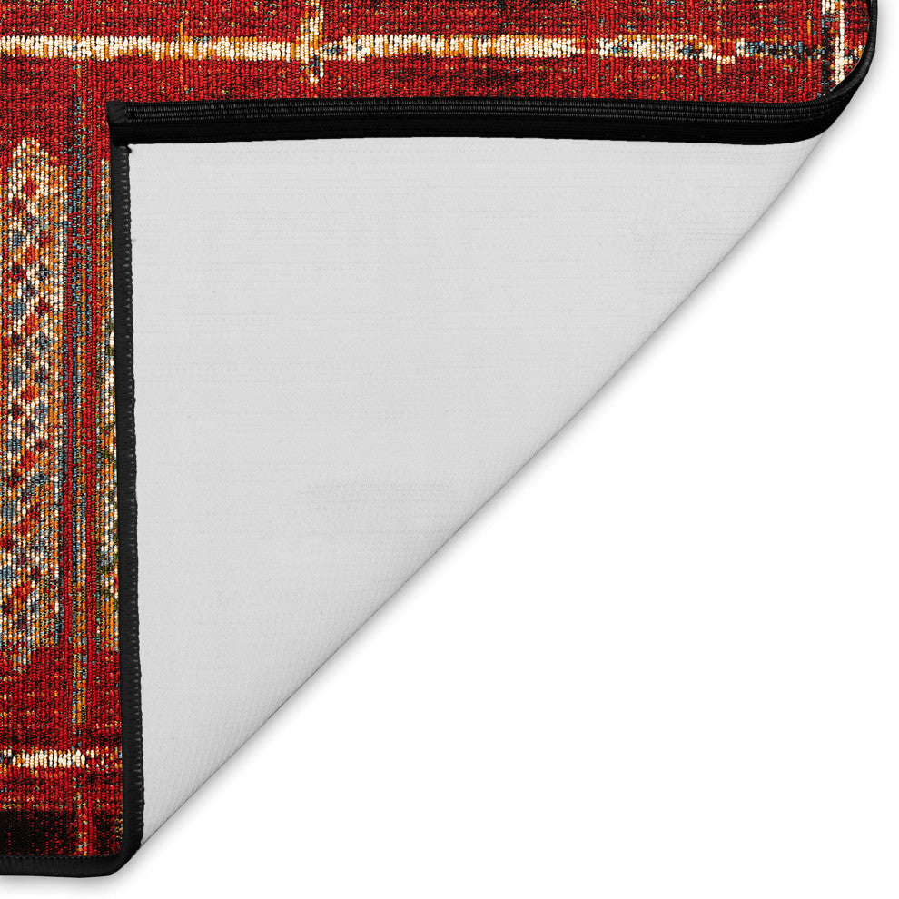 Esencia Tribal Stripe Indoor/Outdoor Mat Red 1'11"x4'11"