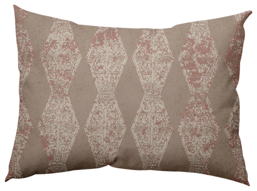 Pyramid Stripe Decorative Lumbar Pillow, Tan, 14x20"
