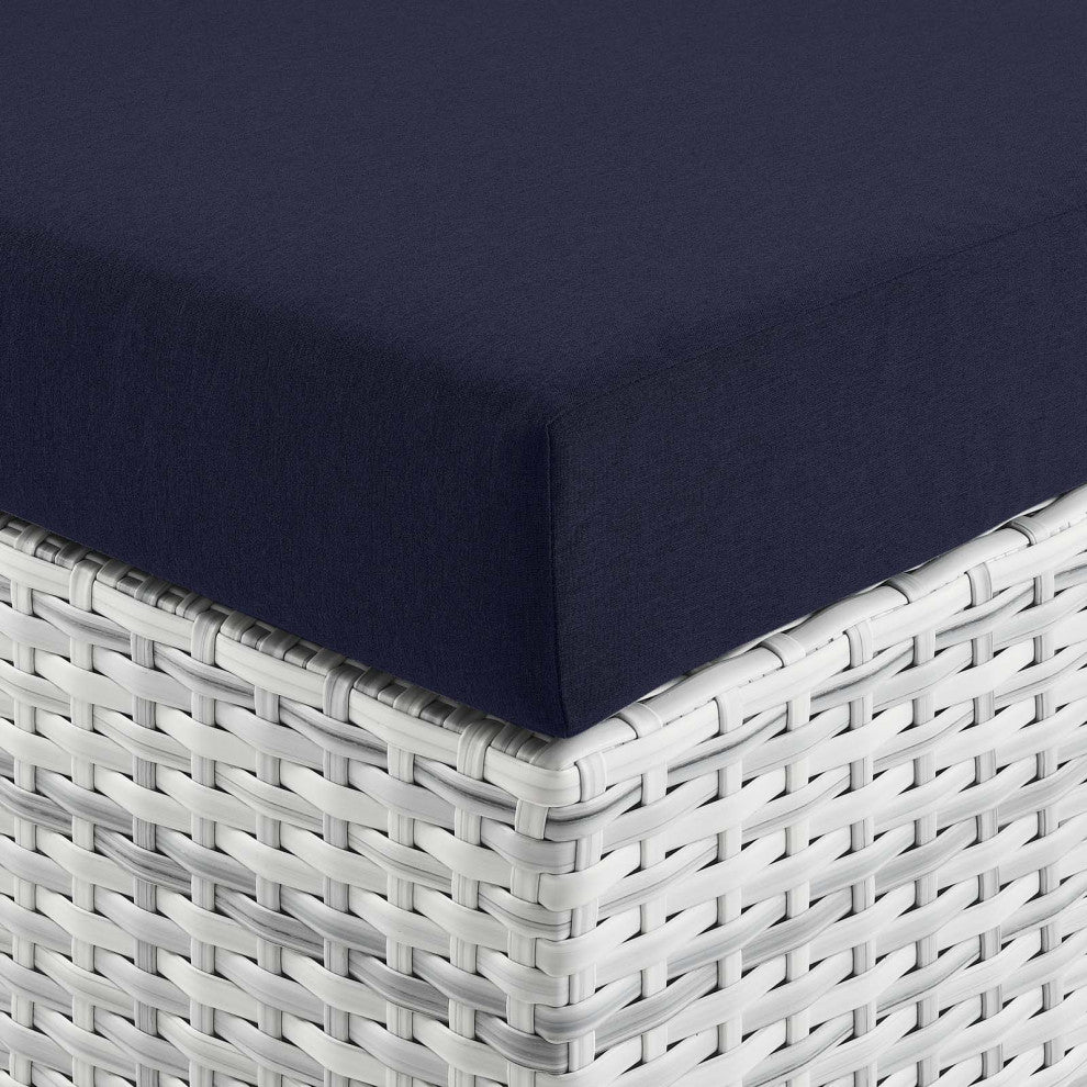 Lounge Sectional Sofa Chair Set, Rattan, Wicker, Gray Blue Navy, Outdoor