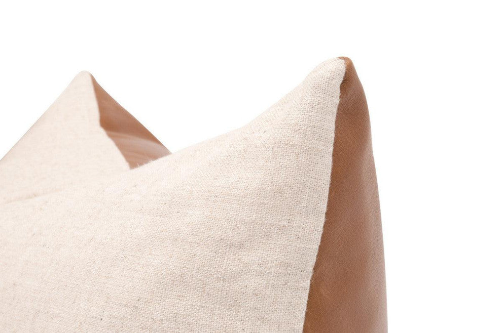 Essential Whiskey Brown Leather Throw Pillow With Insert - Set of 2